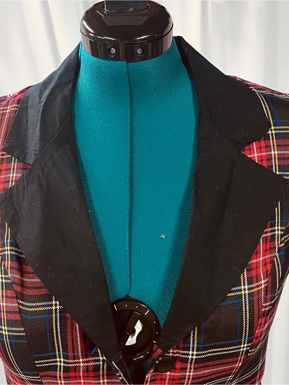 Current Mood Red and Black Plaid Fit-and-Flare Button Dress - Picture 5 of 12
